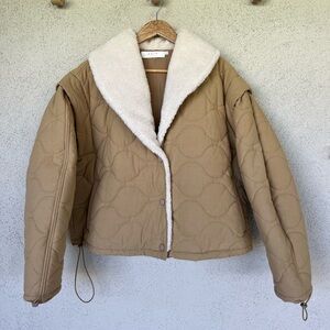 Astr Tan Teddy Jacket with White Collar